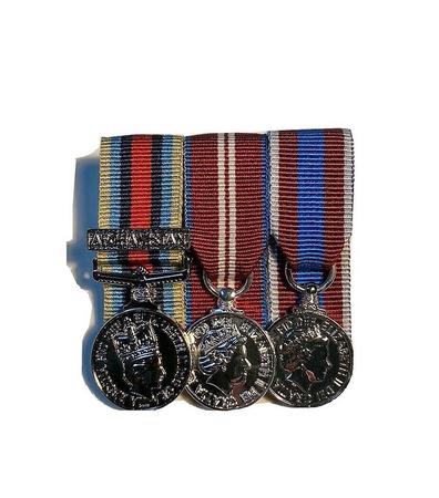 OSM Afghanistan WITH clasp + Queens Diamond + Queens Platinum Jubilee + MINIATURE Court Mounted Set 