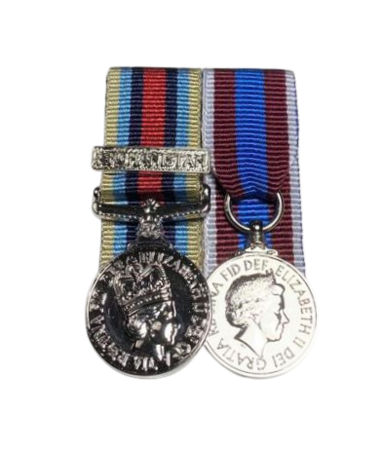 OSM Afghanistan WITH or WITHOUT Clasp +  Queens Platinum Jubilee MINIATURE Court Mounted Set 