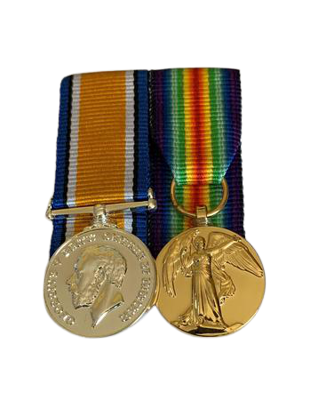 Miniature British War Medal & Victory Medal WW1 court mounted set