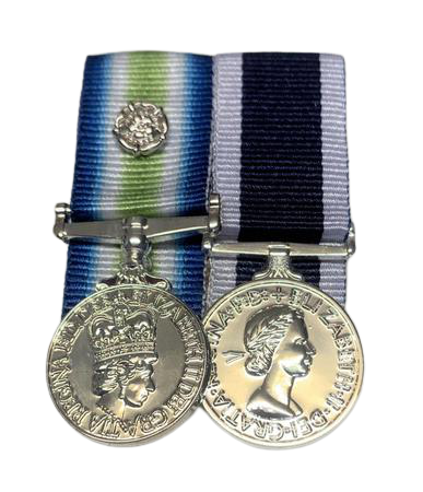 Falklands with Rosette + RN LS&GC miniature court mounted medal set