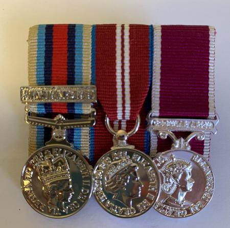 Miniature OSM Afghanistan+clasp,Q D J M & ARMY  LS&GC Court mounted medal set