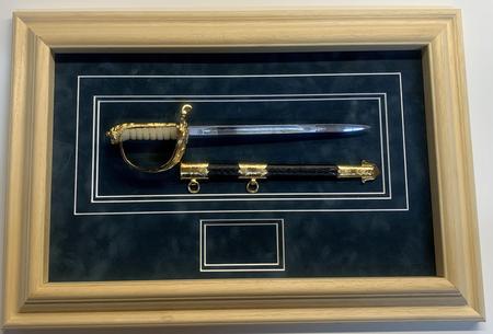 Framed Royal Navy Officers Dress Sword Letter Opener,