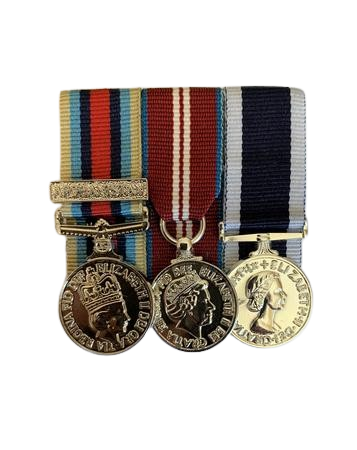 Miniature OSM Afghanistan+clasp,Q D J M & NAVY  LS&GC Court mounted medal set