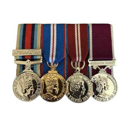 Miniature OSM Afghan+C,  QGJM, QDJM, Army LS&GC Court Mounted Set