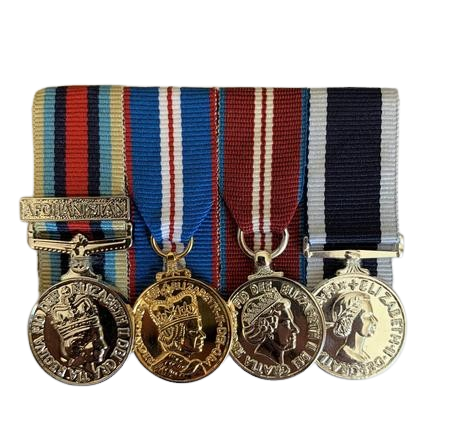Miniature OSM Afghan+C,  QGJM, QDJM, Navy LS&GC Court Mounted Set