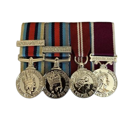 Miniature OSM Afghan+C, Op Shader+C, QDJM, Army LS&GC Court Mounted Set