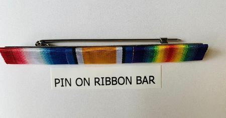 WW1 1914-15 STAR, BRITISH WAR MEDAL, VICTORY MEDAL PIN ON  RIBBON BAR NEW