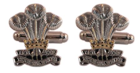 Royal Welsh Regiment Enamel Cufflinks and Lapel Pin,