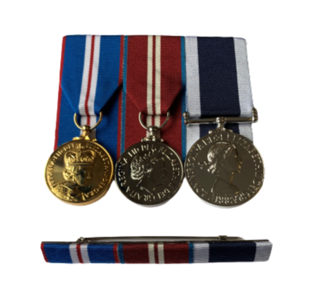Full Size Set, QGJM, QDJM, Navy LS&GC Medals & Pin Ribbon Bar