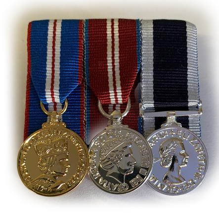 Mini Q G J M , Q D J M  & NAVY  LS&GC Court mounted medal set