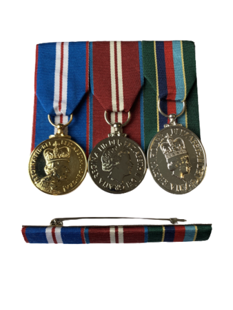 Full Size Set QGJM, QDJM, VRSM Medals & Pin Ribbon Bar