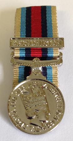 Miniature  OSM Afghanistan Medal Court Mounted With Afghanistan Clasp 