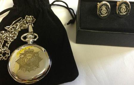 RLC Crest Engraved Pocket Watch and Cufflink Set