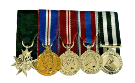 ORDER OF ST JOHN+ QGJM+QDJM+QPJM+Service Medal Order of St John Miniature Court Mounted Set 
