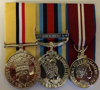 Mini Op Telic without clasp, OSM Afghanistan + clasp , Queens Diamond Jubilee 2012 Medals