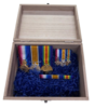 WW1 Trio Full Size & Miniature Medals and Pin On Ribbon Bar With A Display Box